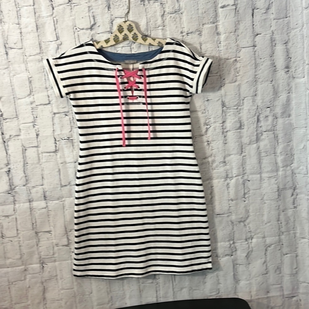 𝅺terry dress-indigo/white